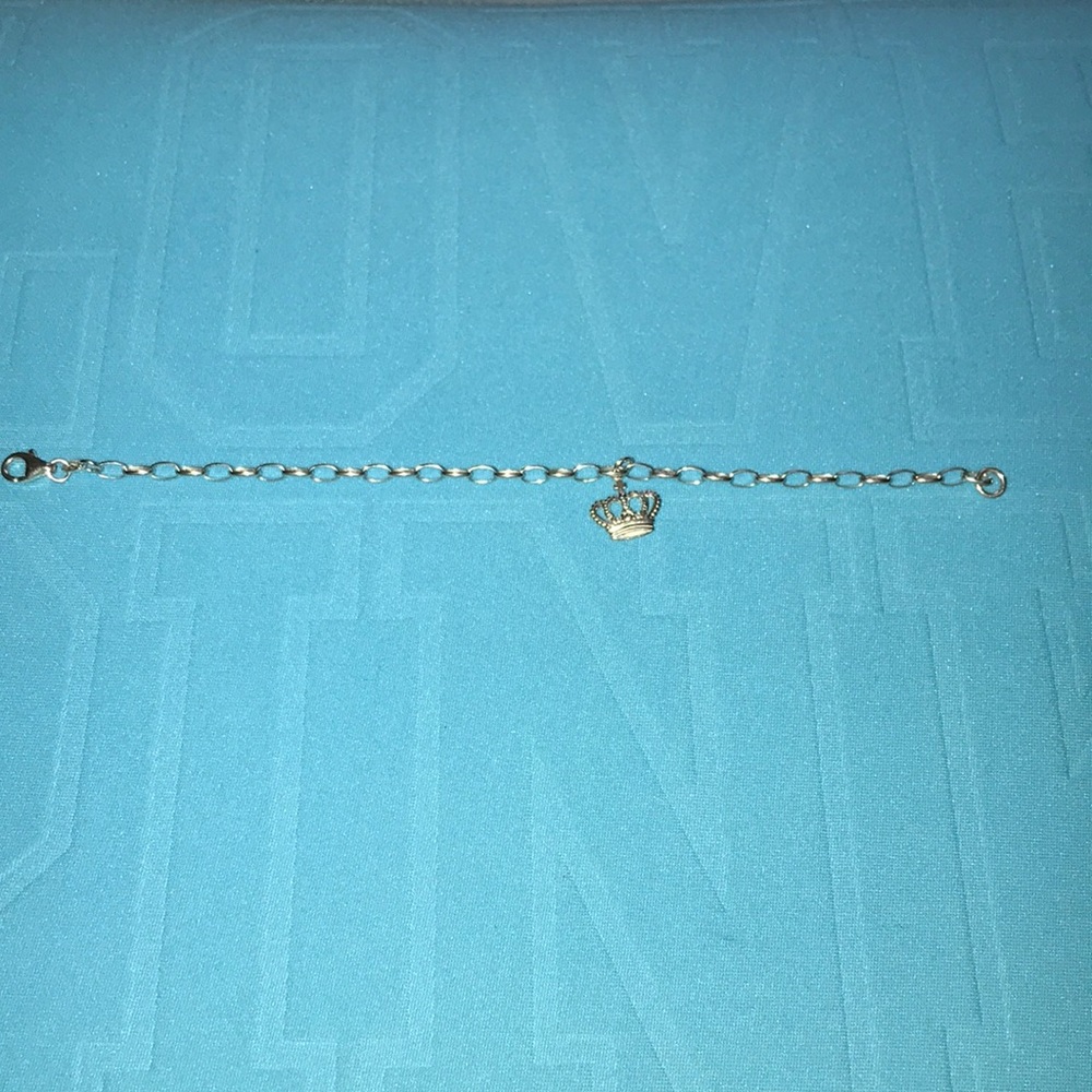 🎀925 stamped sterling bracelet w/ crown charm 👑 - Picture 3 of 7